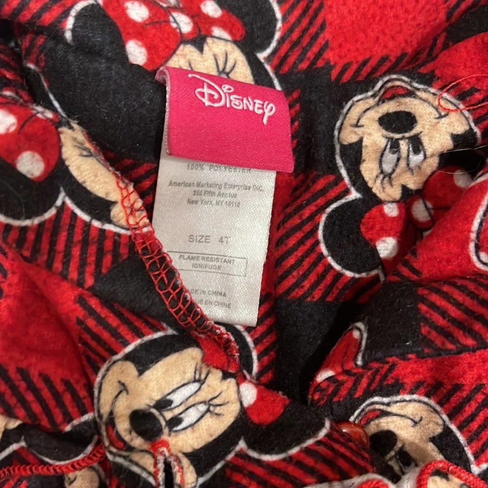Disney Minnie‎ Mouse Buffalo Check Fleece Pajamas (size 4t)